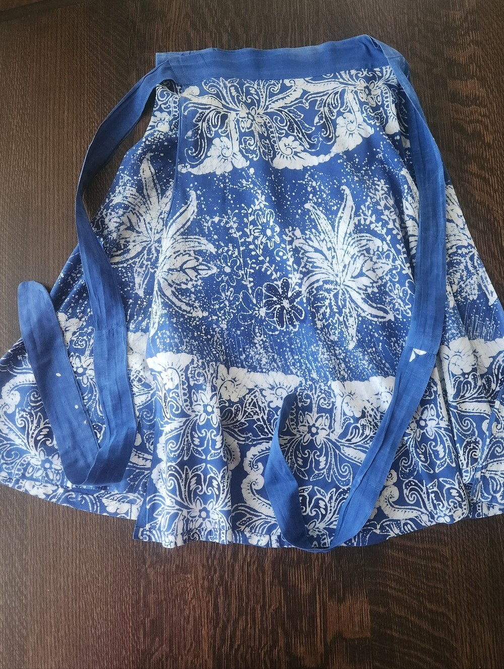 Blue Batik Wrap Vintage Skirt $23